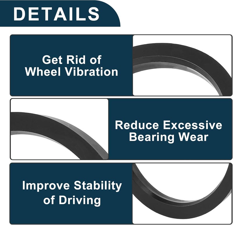 TUCKBOLD Car Wheel Hub Centric Rings Durable Wheels Center Shaft Shock Absorbing Hubrings Black 2 Pcs OD 112.1mm to ID 93.1 mm Polycarbonate - Image 4